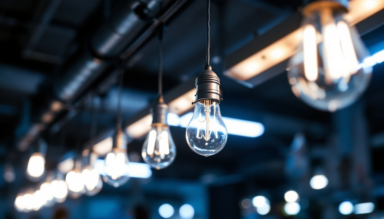 A photograph of a well-lit indoor space showcasing t12 fluorescent bulbs in use