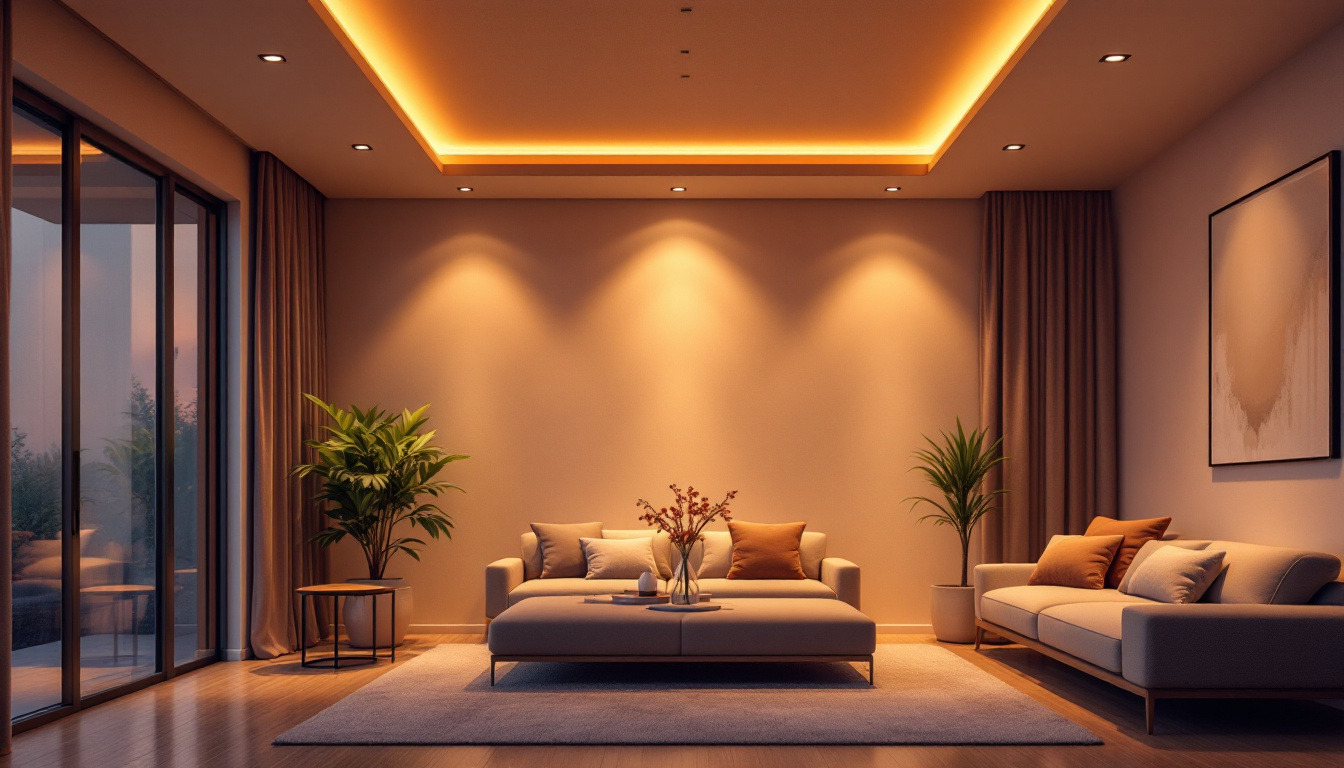 A photograph of a beautifully designed room featuring recessed led fixtures