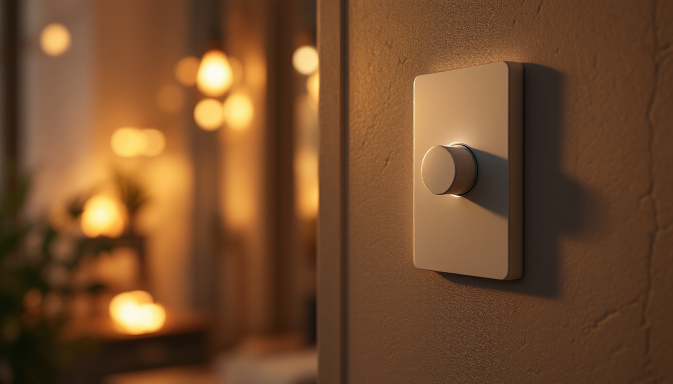 A photograph of a stylish dimmer switch in action