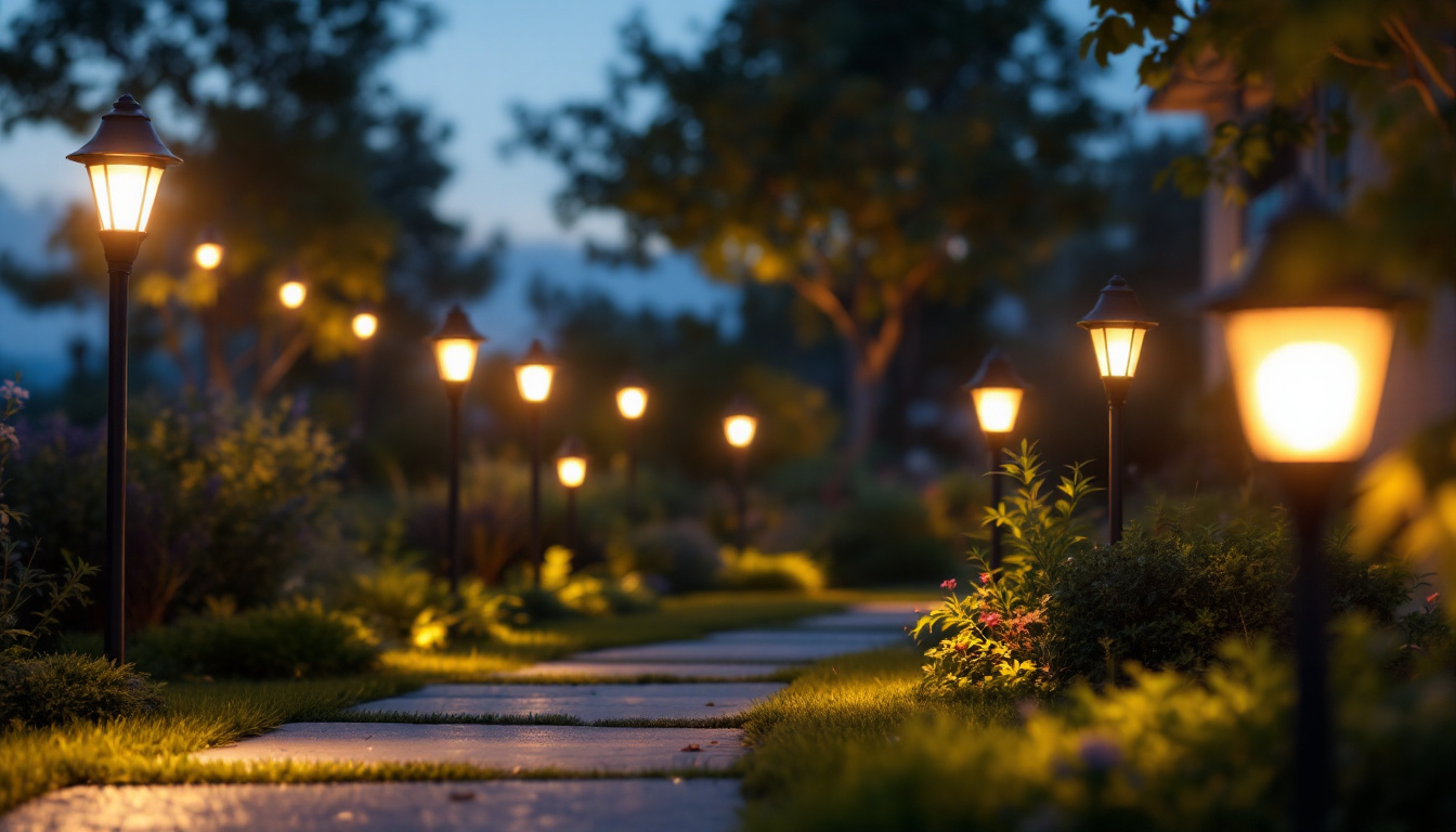 A photograph of capture a photograph of a beautifully illuminated outdoor space at dusk