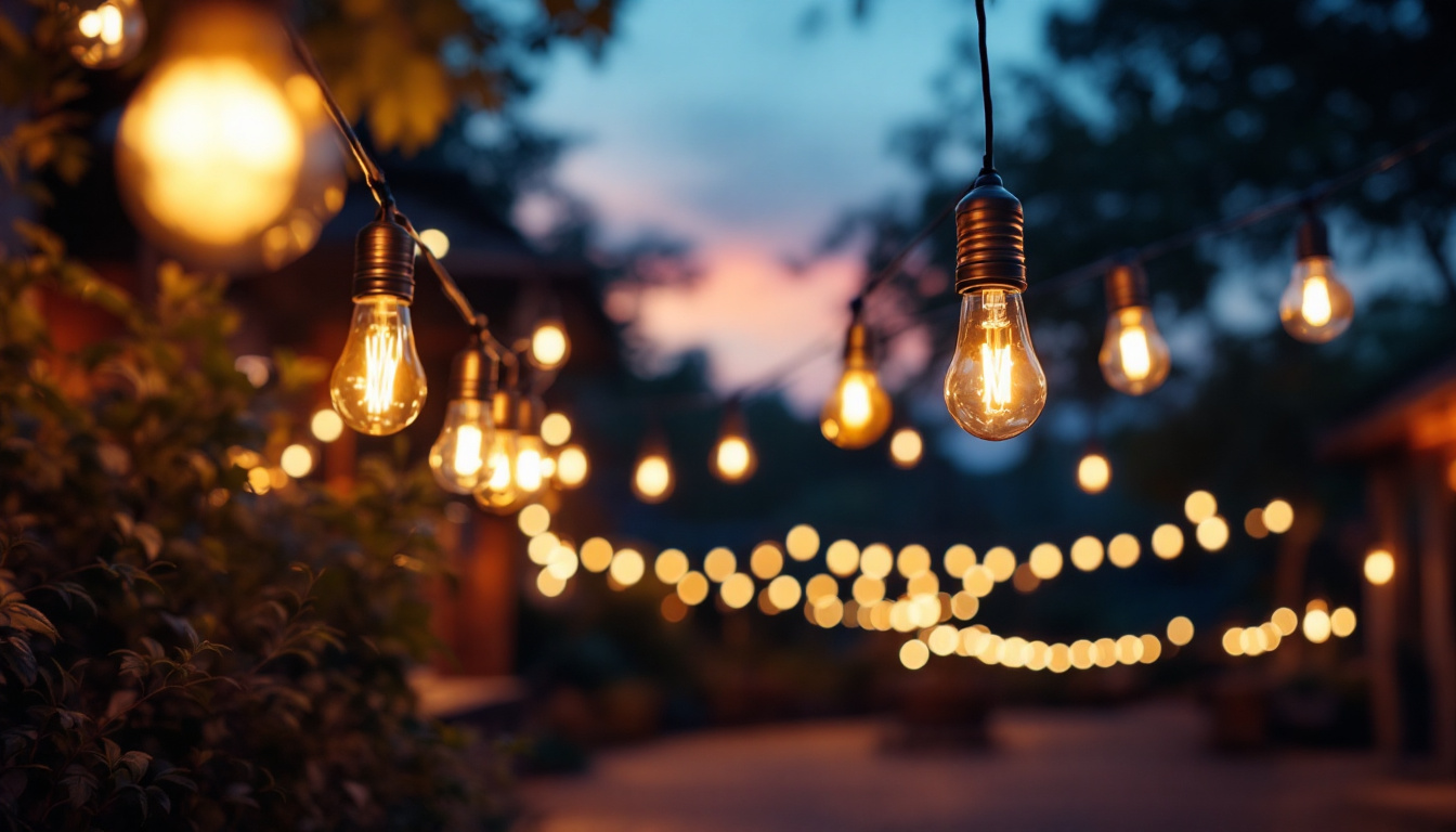 A photograph of a beautifully illuminated outdoor space at dusk