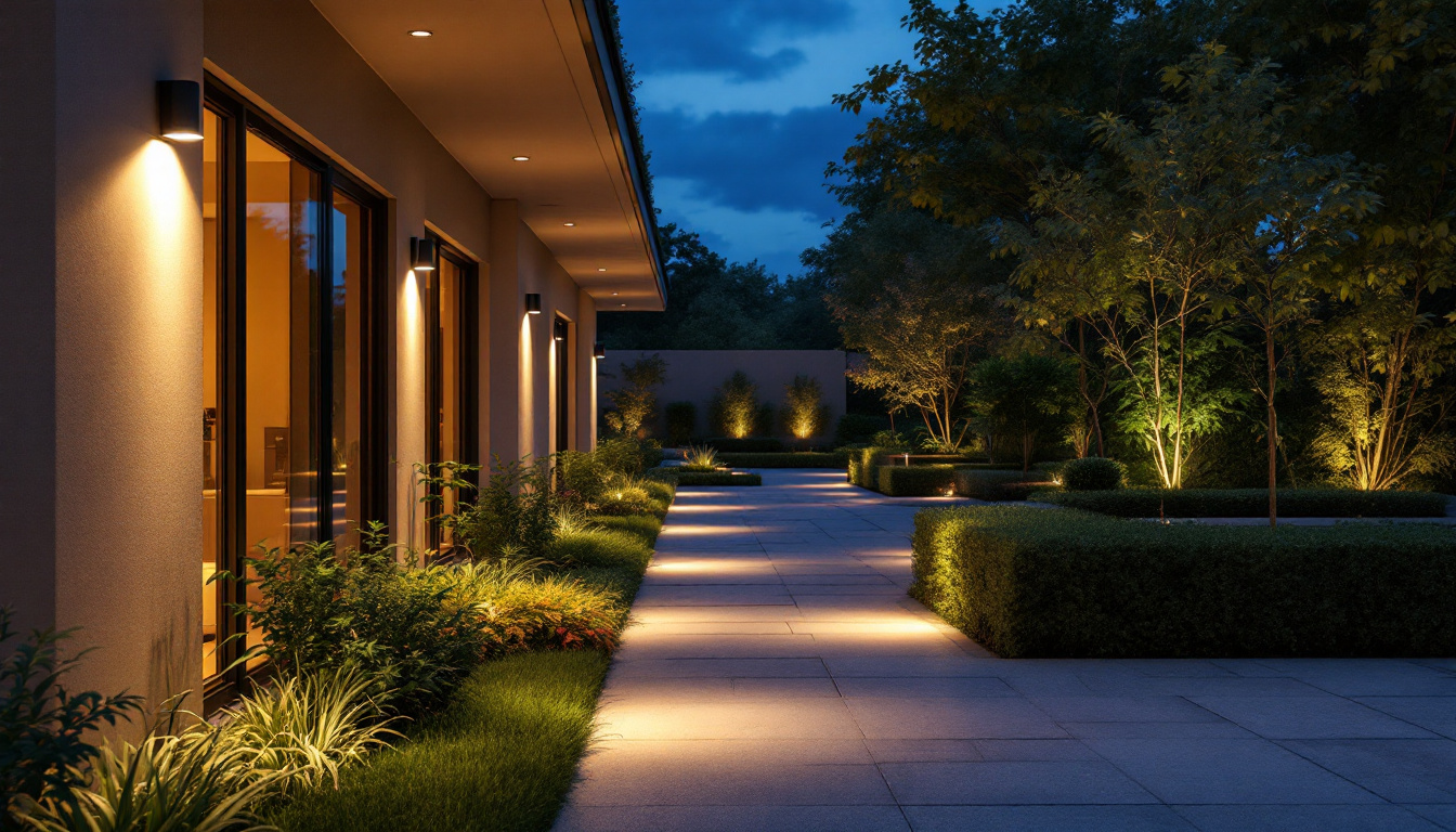 A photograph of a beautifully illuminated outdoor space at dusk