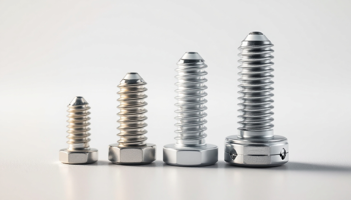 A photograph of a close-up shot of various light fixture screw sizes