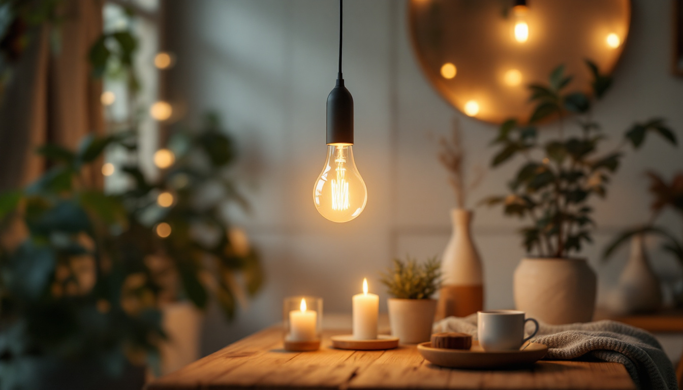 A photograph of a beautifully designed drop light illuminating a cozy