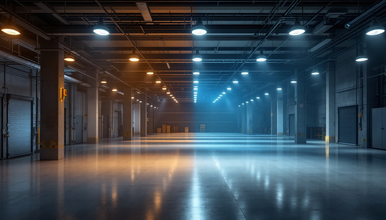 A photograph of a well-lit industrial or commercial space showcasing the transformation from traditional can lights to sleek led fixtures