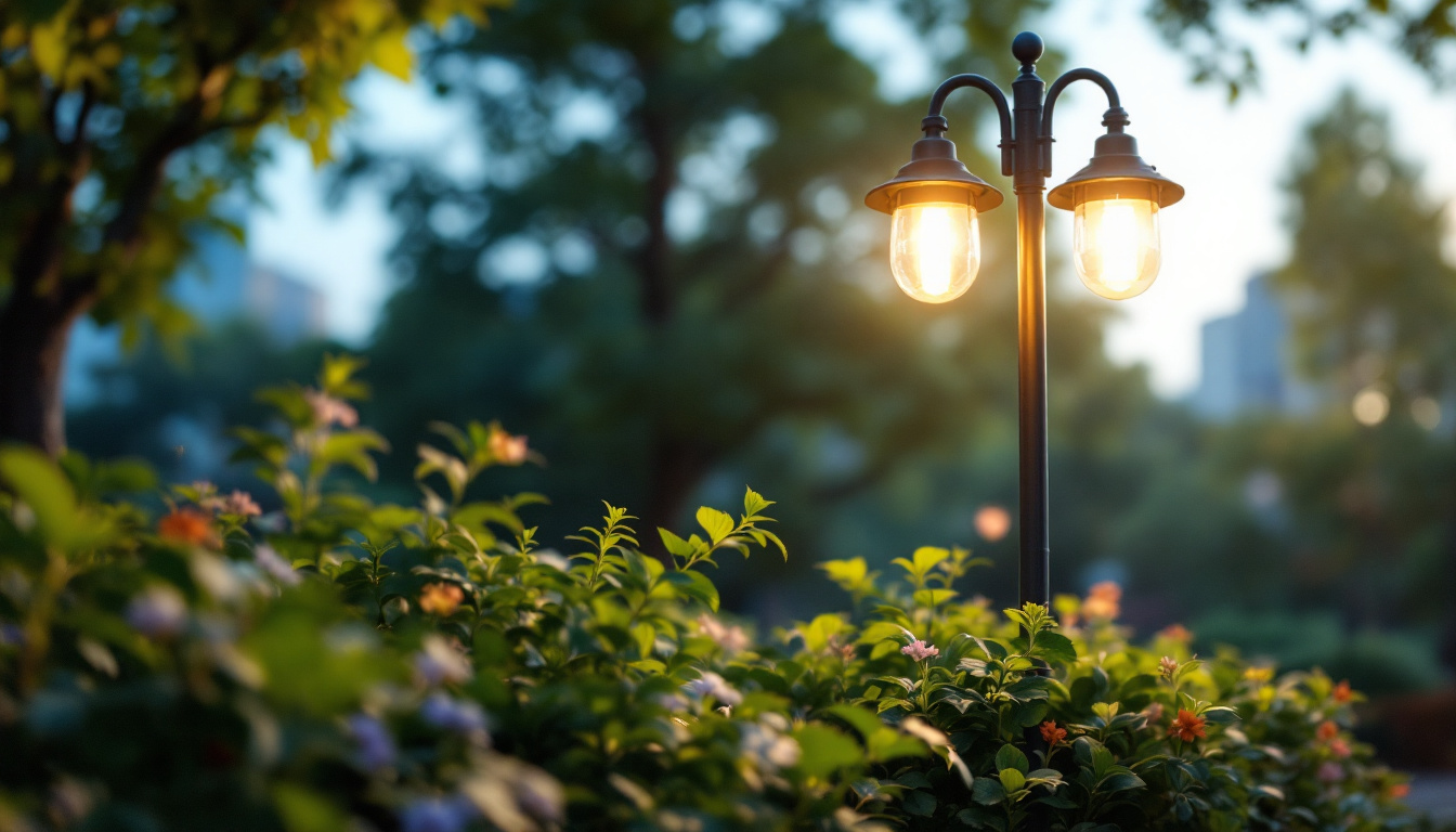 A photograph of a beautifully designed lamp post in an outdoor setting