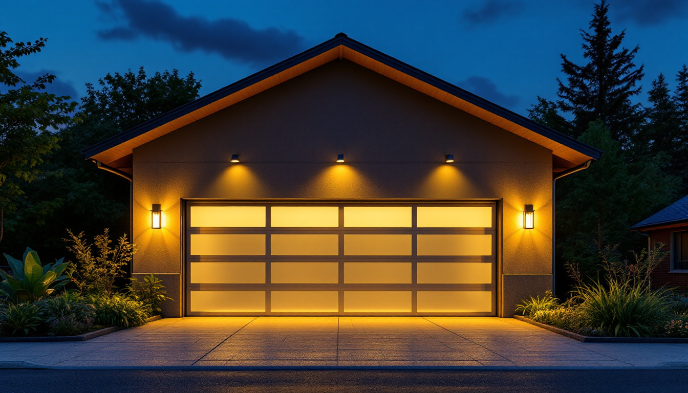 A photograph of a modern garage illuminated by energy-efficient led lights