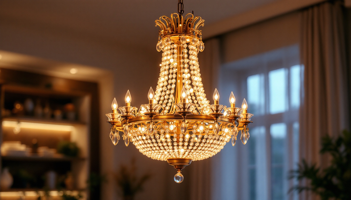 A photograph of a beautifully designed chandelier in a well-lit room