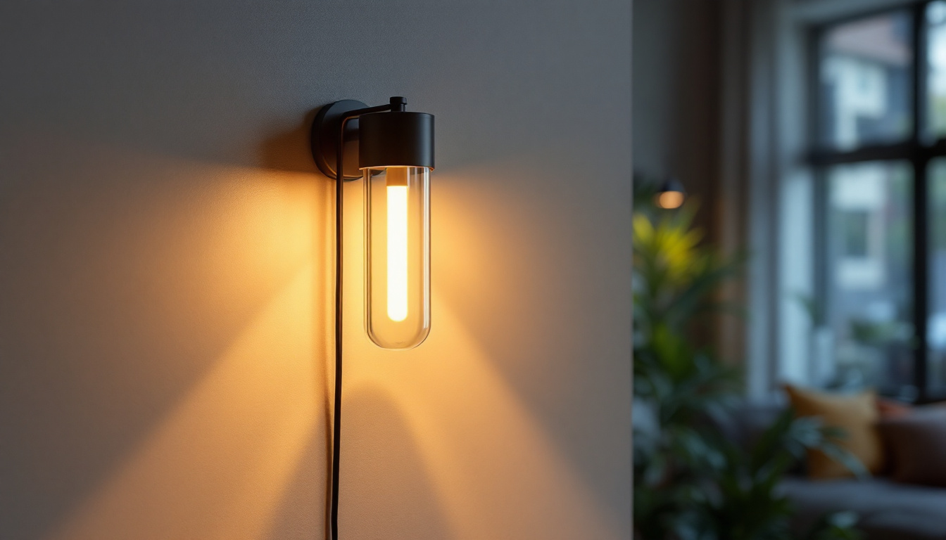 A photograph of a stylish wall-mounted light fixture in a modern living space