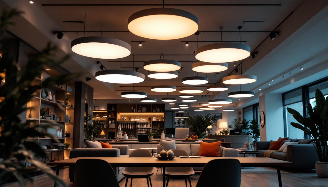 A photograph of a well-lit indoor space showcasing various ceiling led light designs in action