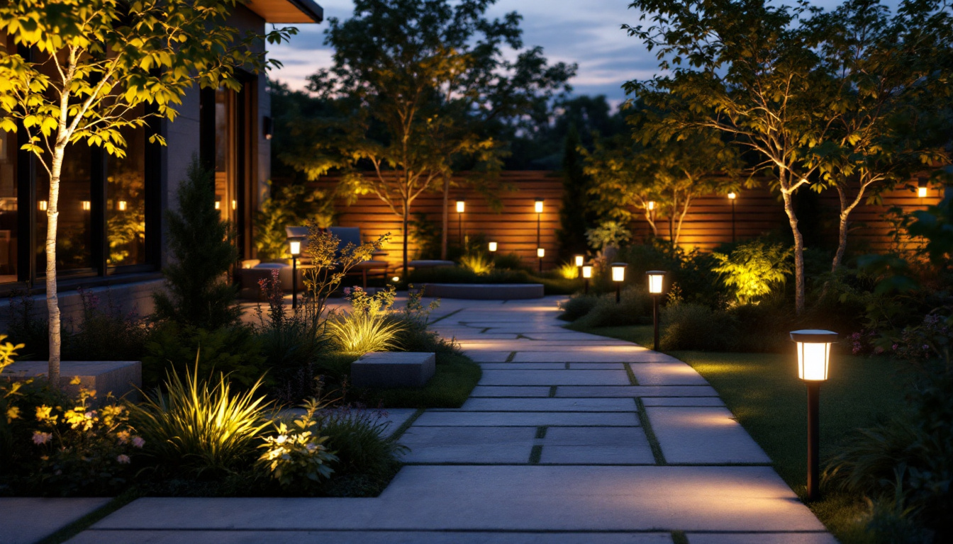 A photograph of a beautifully lit outdoor space at dusk