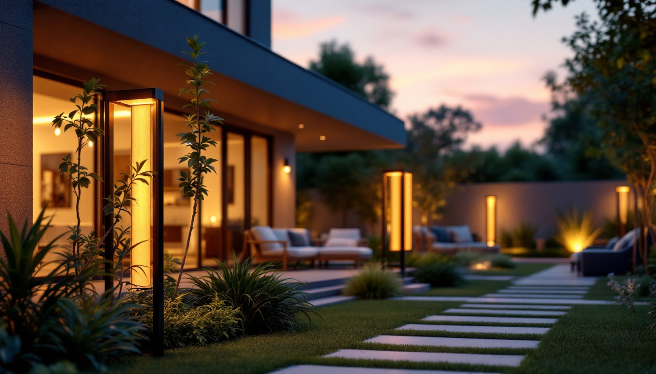 A photograph of a stylish modern outdoor space featuring sleek