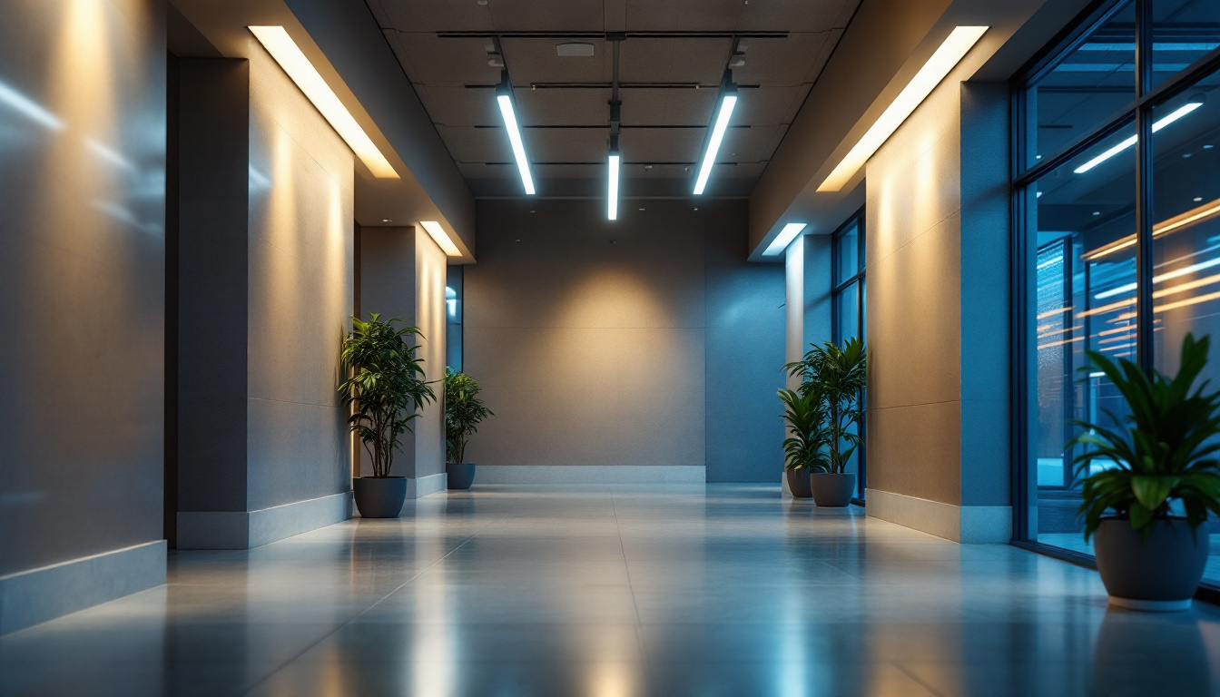 A photograph of a beautifully designed interior space featuring various types of linear lighting fixtures