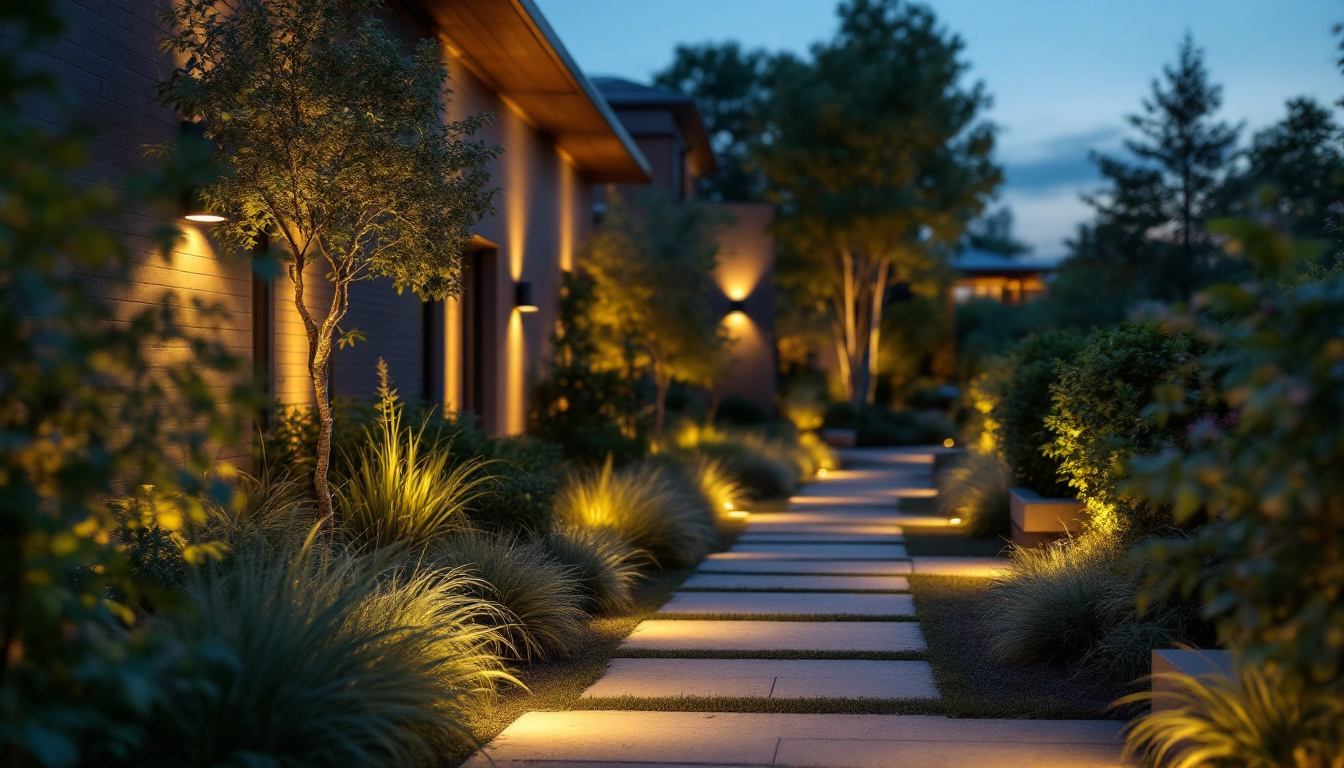 A photograph of a beautifully lit outdoor space at dusk