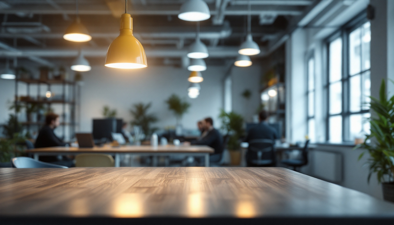 A photograph of capture a photograph of a modern industrial workspace showcasing 6-inch recessed lights illuminating various areas