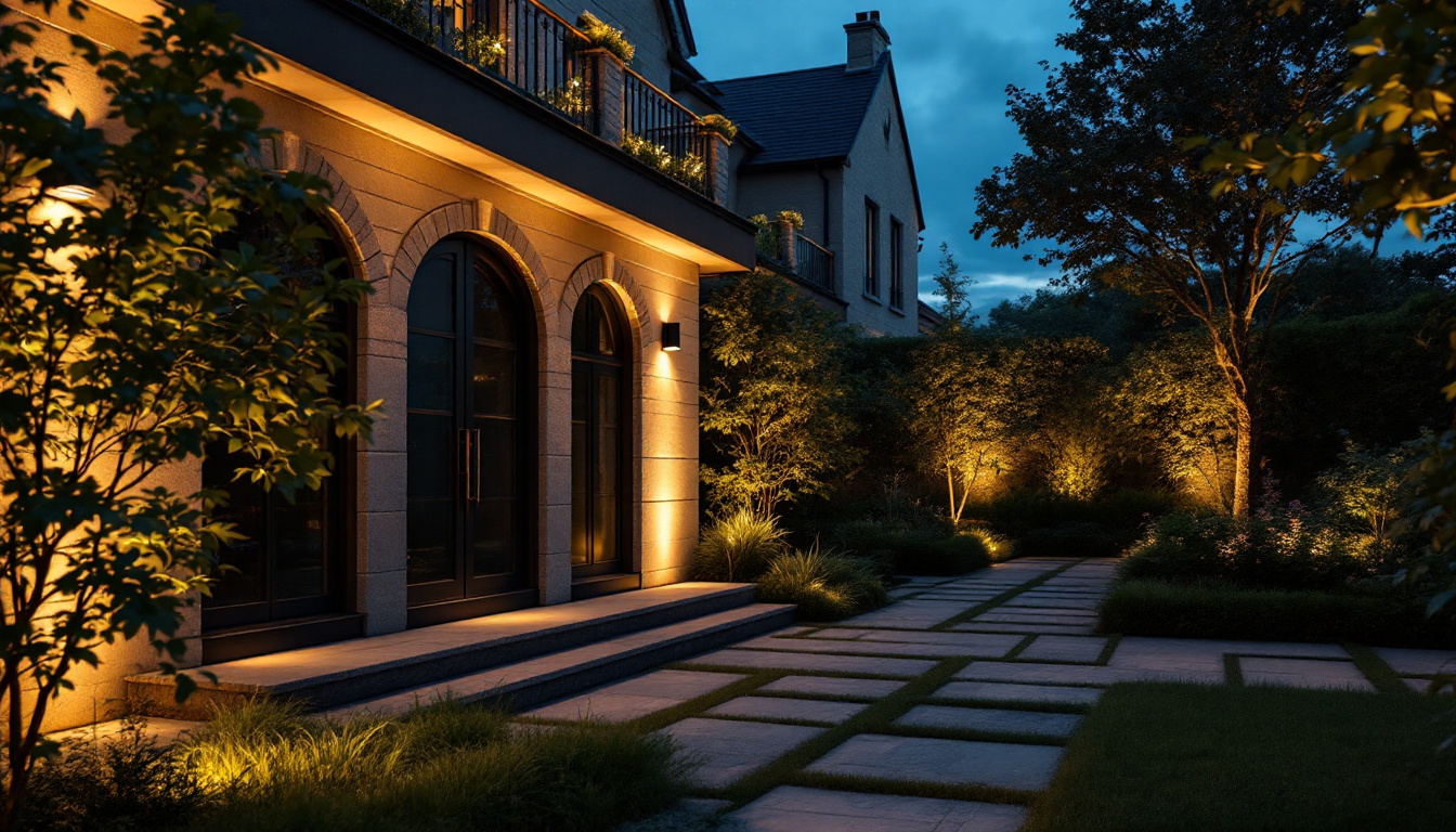 A photograph of a beautifully illuminated outdoor space at dusk