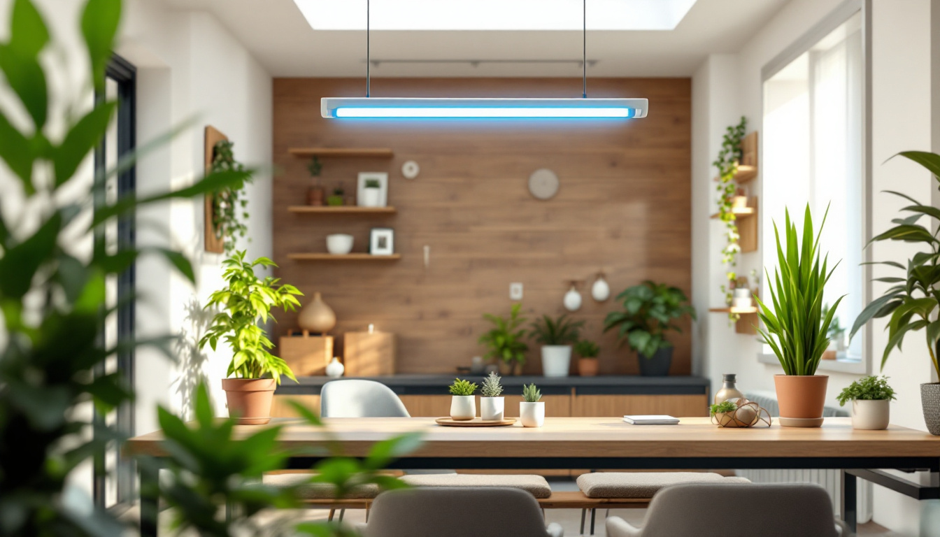 A photograph of a well-lit indoor space showcasing both t8 and t12 fluorescent tubes in use