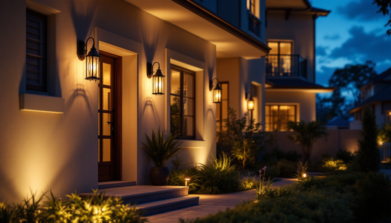 A photograph of a beautifully illuminated home exterior at dusk