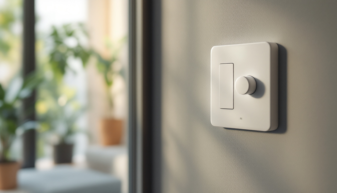 A photograph of a modern light switch timer installed in a stylish