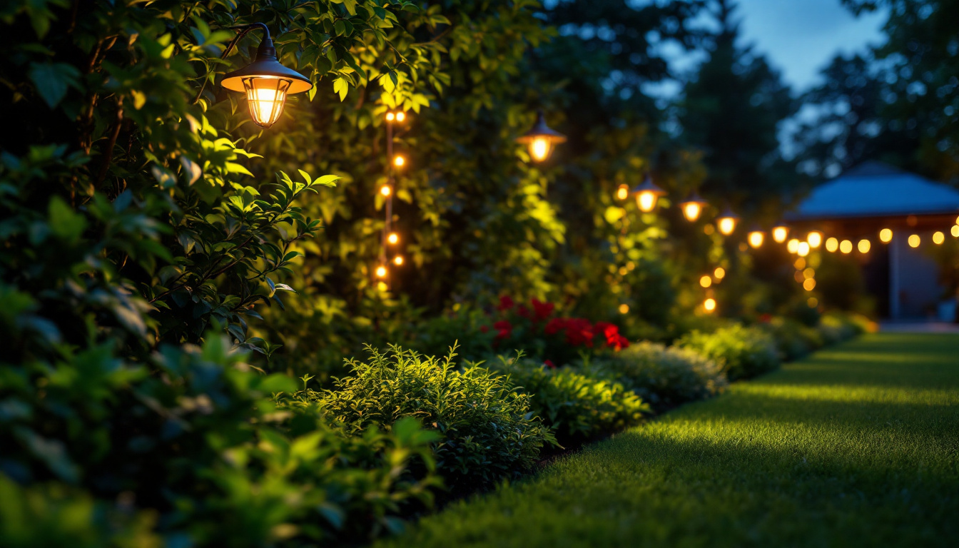 A photograph of a beautifully illuminated outdoor space showcasing led flood lights in use