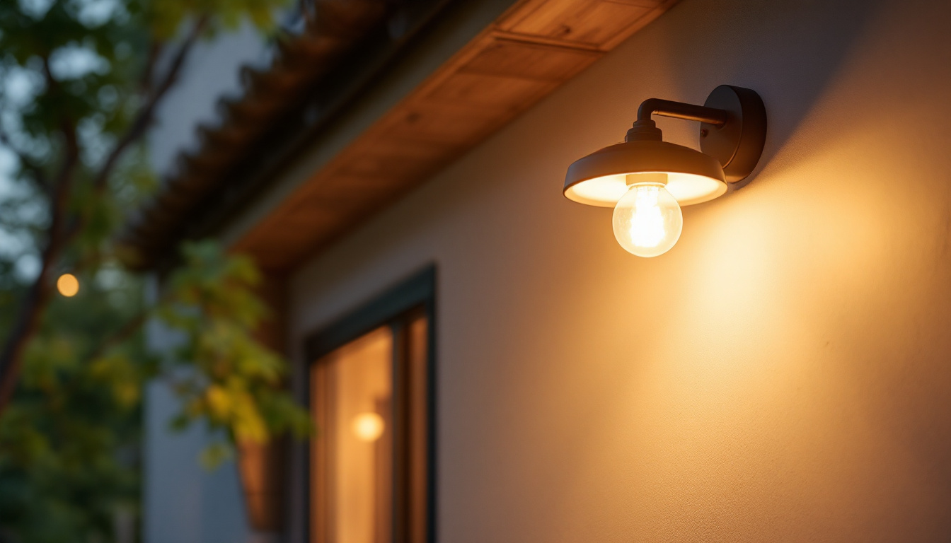 A photograph of a beautifully designed exterior ceiling mount light fixture illuminating a cozy outdoor space