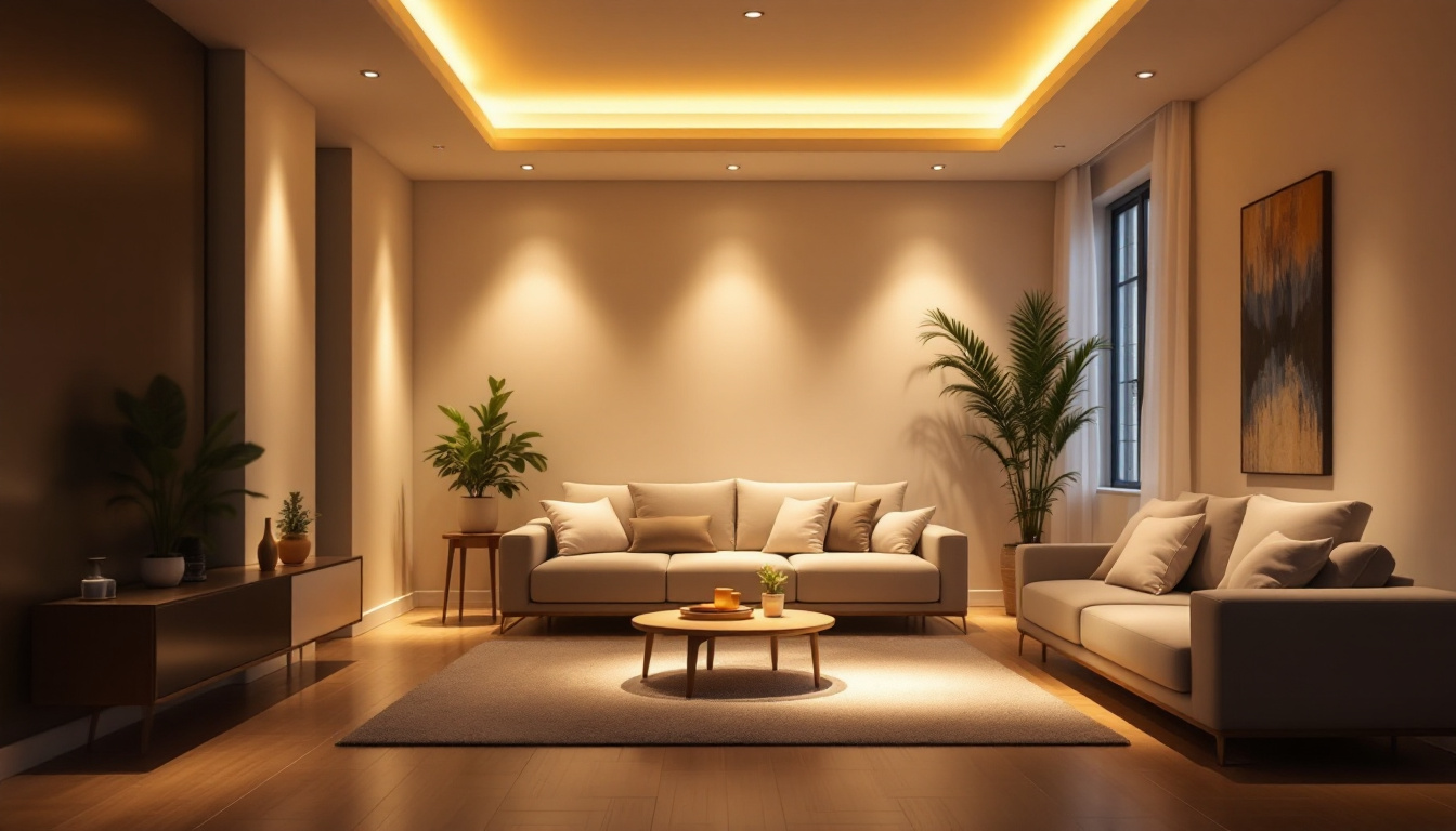 A photograph of a beautifully lit room featuring led recessed lighting