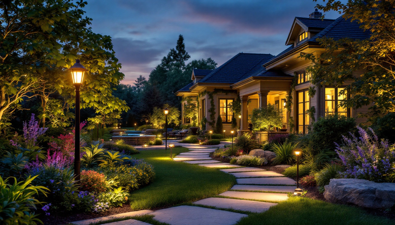 A photograph of a beautifully illuminated outdoor landscape at dusk