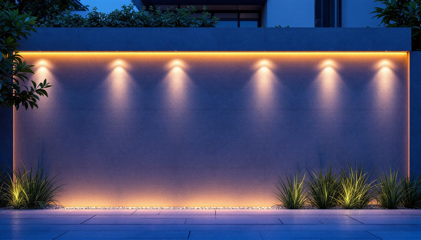 A photograph of a beautifully illuminated exterior wall featuring led lights