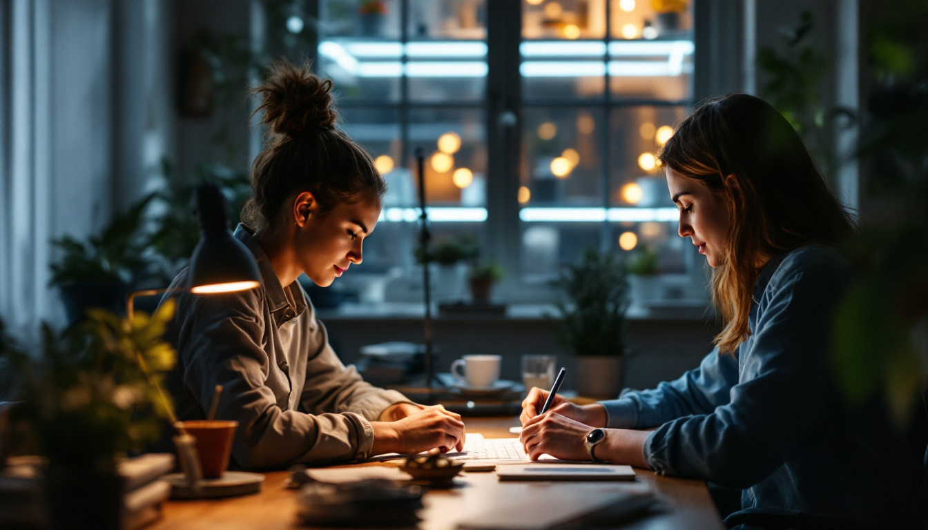 A photograph of a well-lit workspace featuring t5 led lamps in action