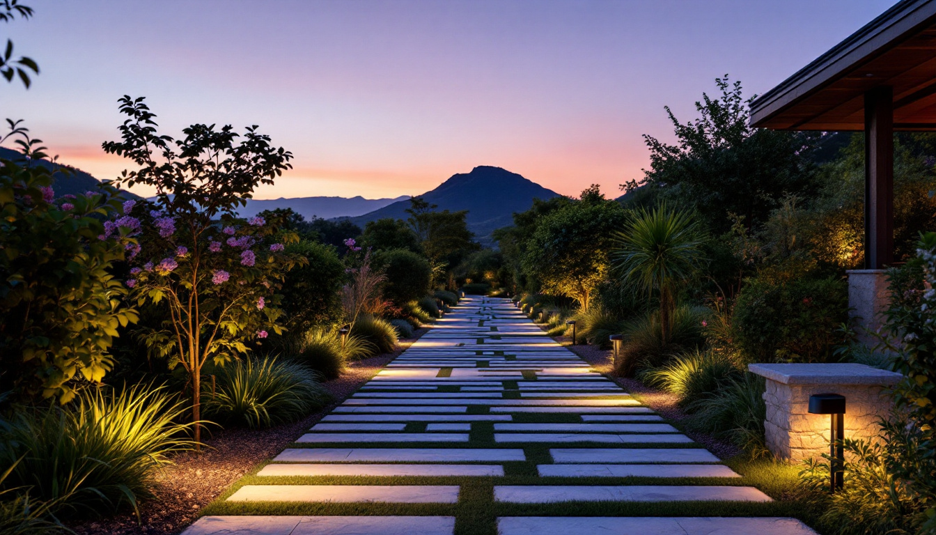 A photograph of a beautifully illuminated outdoor space at dusk