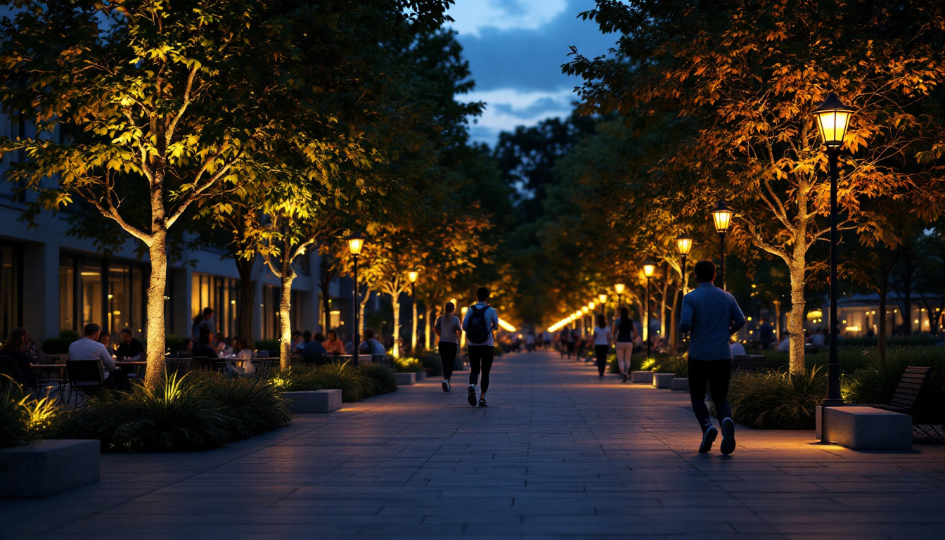 A photograph of capture a photograph of a beautifully illuminated outdoor space at dusk