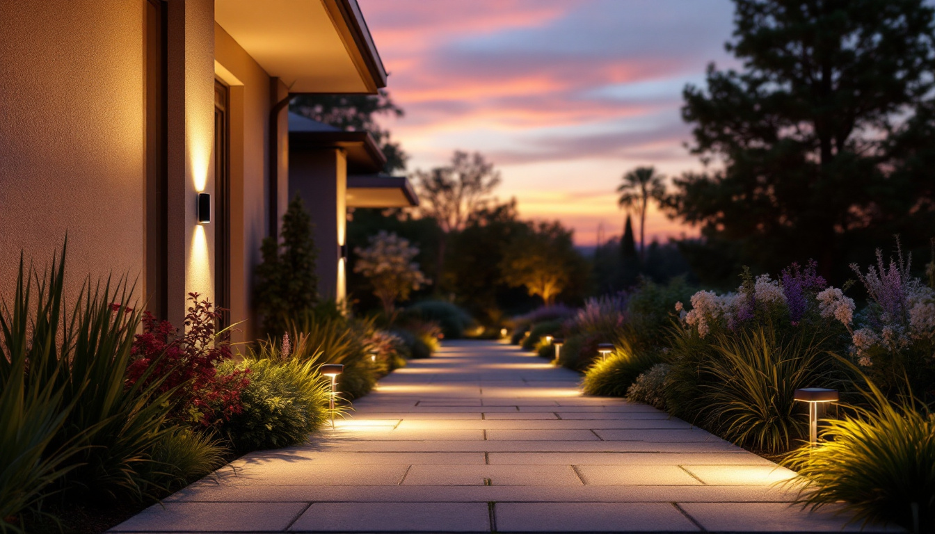 A photograph of a beautifully illuminated outdoor space at dusk