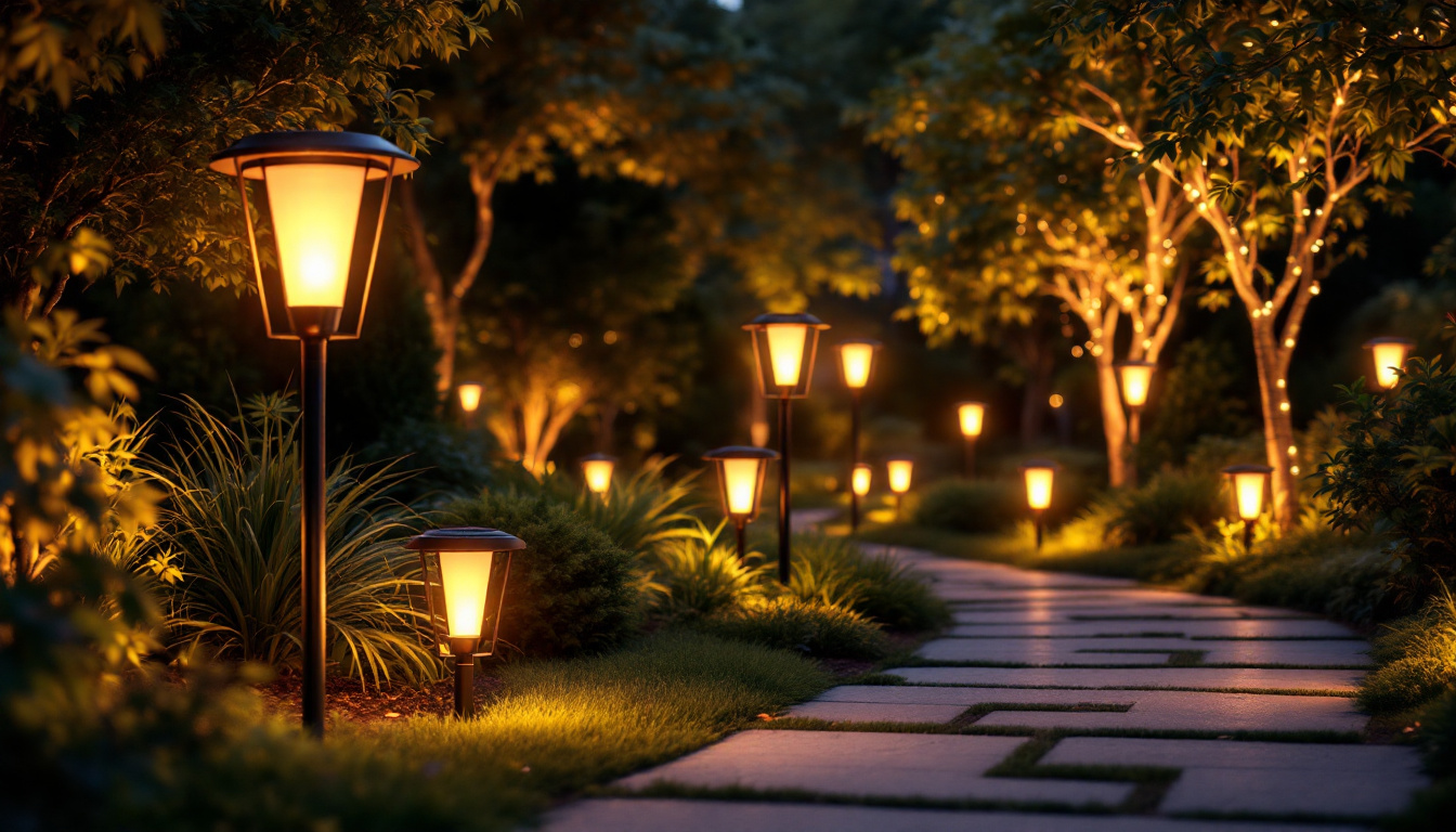 A photograph of a beautifully illuminated outdoor space at dusk