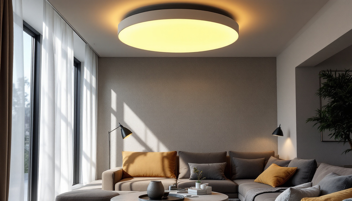 A photograph of a beautifully designed flush-mounted ceiling light in a well-lit room