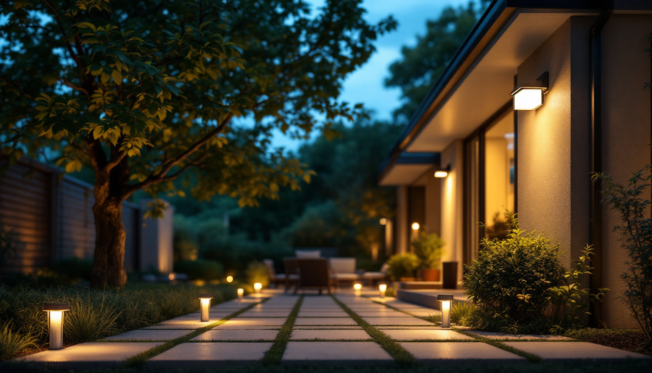 A photograph of a well-lit outdoor space showcasing properly installed exterior motion lights