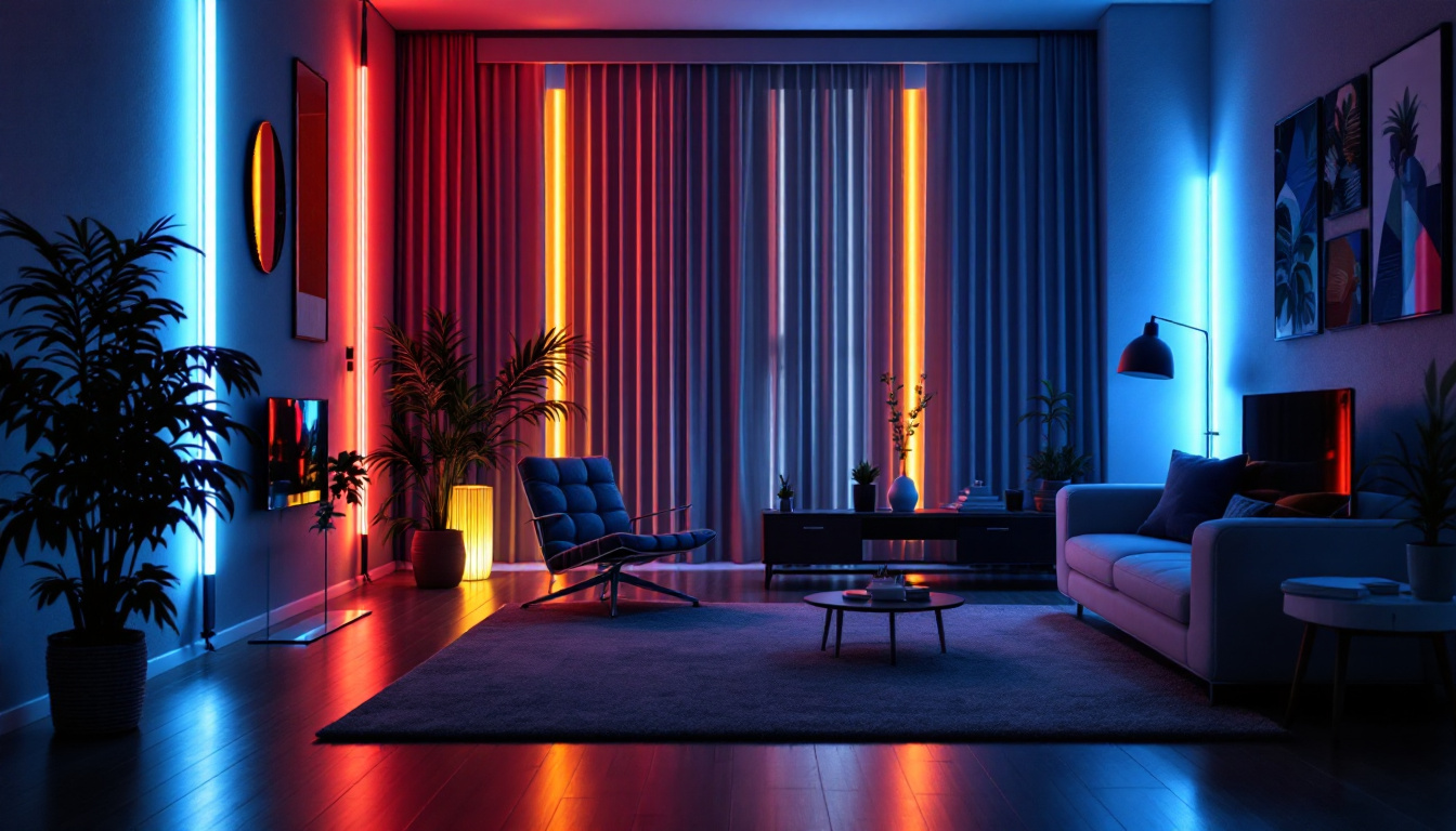 A photograph of a beautifully lit room showcasing various led lighting strips in action