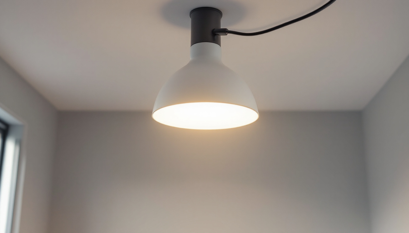 A photograph of capture a photograph of an overhead light fixture in a well-lit room