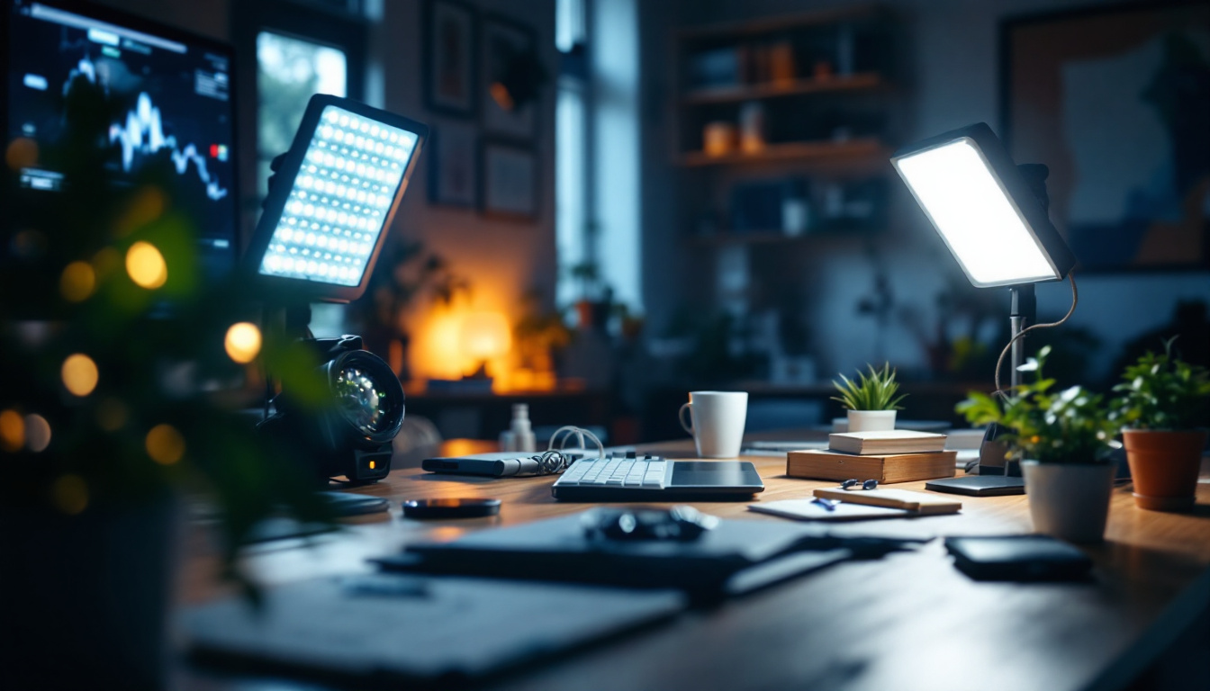 A photograph of a well-lit workspace showcasing various led work lights in action